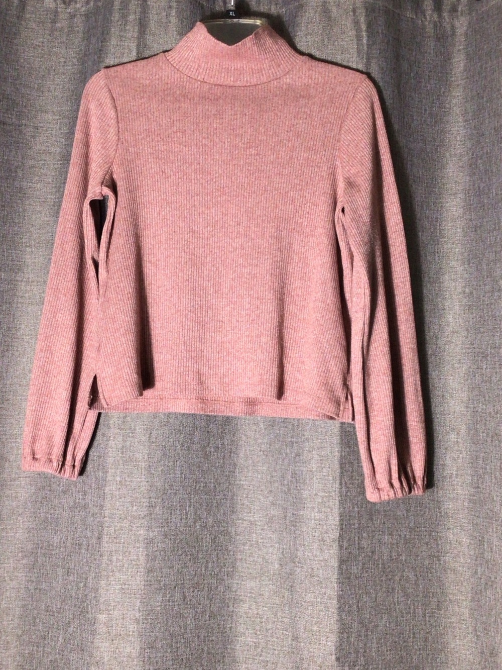 Madewell Dusty pink heathered bubble sleeve swing Turtleneck Sweater